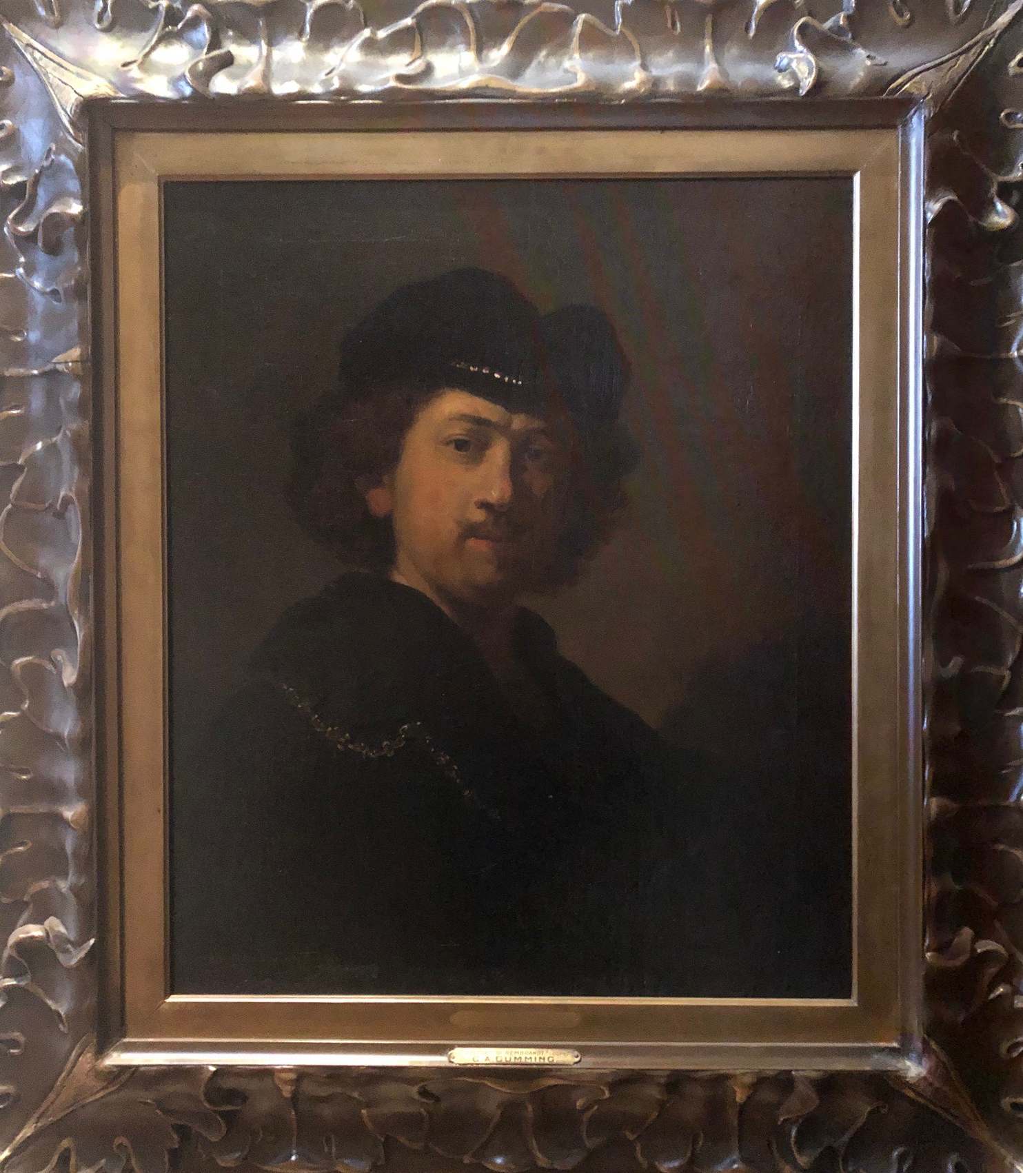 Copy of Self Portrait (Rembrandt) by Charles Atherton Cumming House Center Staircase
