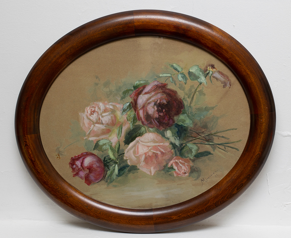 Framed Roses Oval Painting Helen Bedroom